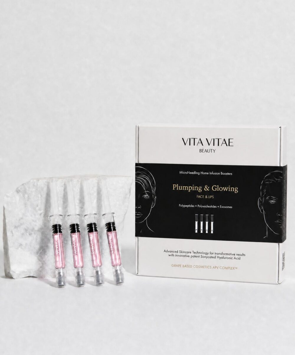 PLUMPING & GLOWING TREATMENT KIT <br><span>Microneedling home infusion device kit 4 boosters with exosomes</span>